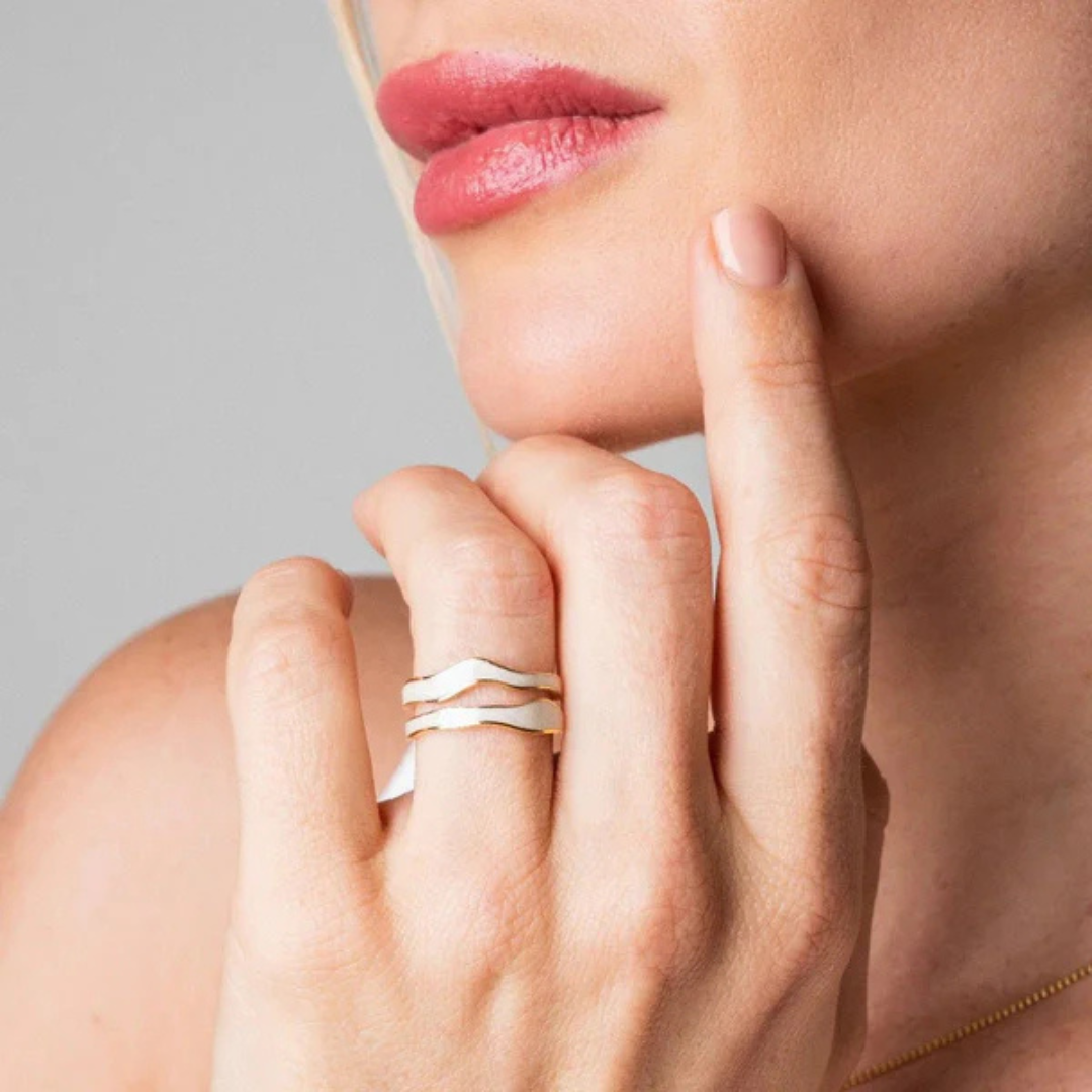 Bague Luxe Abstraite Nacre