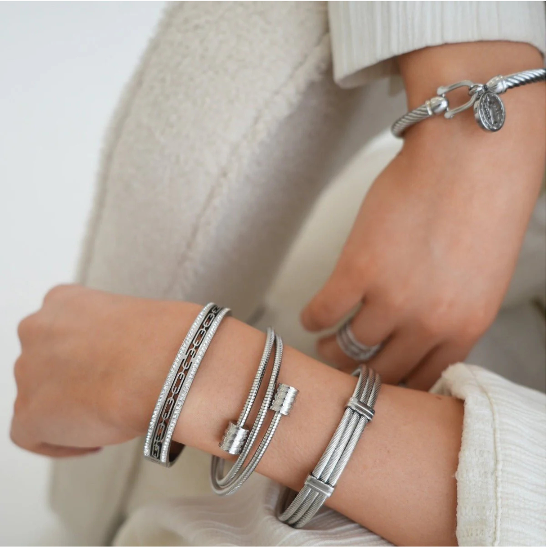 Bracelet Spirale Triple en Argent
