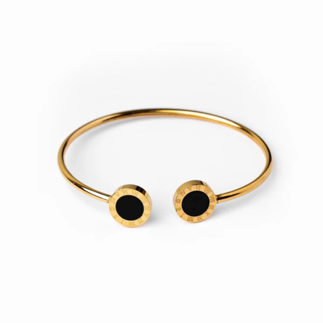 Bracelet Luxe Onyx Plaqué en Or 18 Carats
