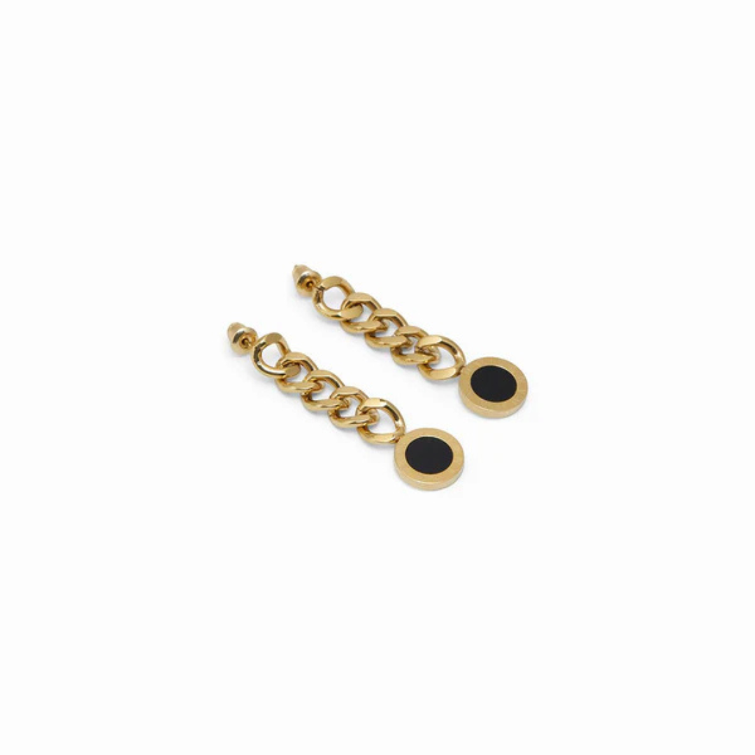 Boucles d’Oreilles Chaîne Onyx Glamour